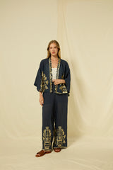KIMONO SHORT CRETE  - NAVY/GOLD