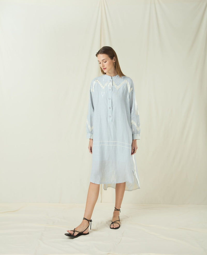 DRESS CHEMISIER ROOTS - LIGHT GREY/CHAMPAGNE