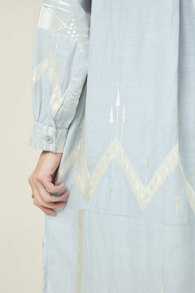DRESS CHEMISIER ROOTS - LIGHT GREY/CHAMPAGNE
