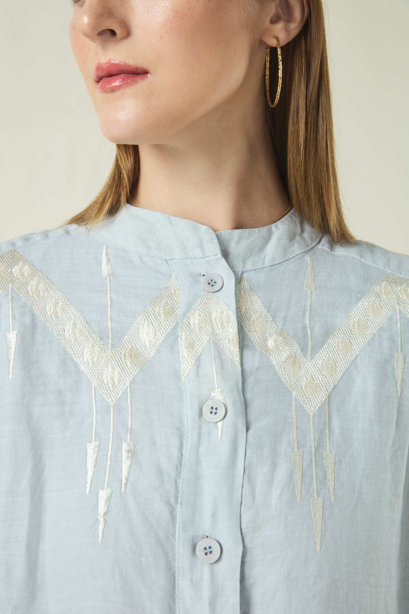 DRESS CHEMISIER ROOTS - LIGHT GREY/CHAMPAGNE