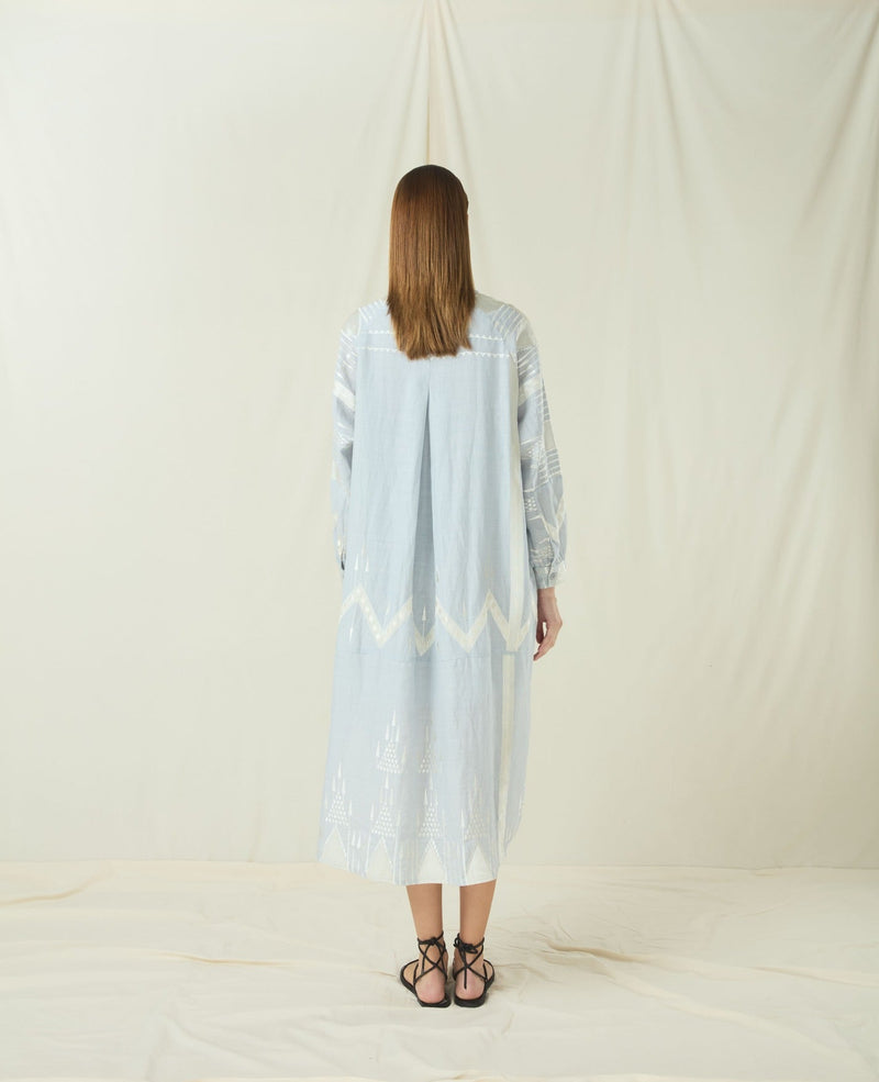 DRESS CHEMISIER ROOTS - LIGHT GREY/CHAMPAGNE