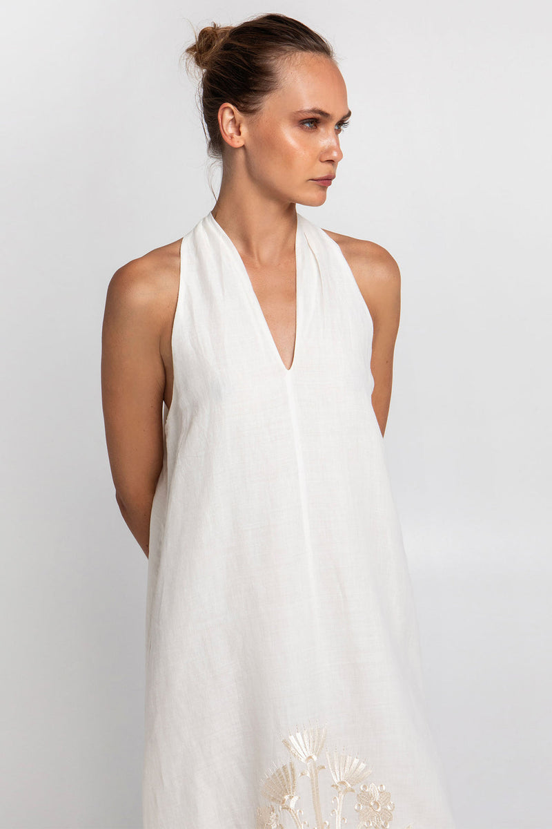 DRESS MAXI CRETE SLEEVELESS - NATURAL/CHAMPAGNE