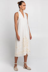 DRESS MAXI CRETE SLEEVELESS - NATURAL/CHAMPAGNE
