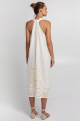 DRESS MAXI CRETE SLEEVELESS - NATURAL/CHAMPAGNE