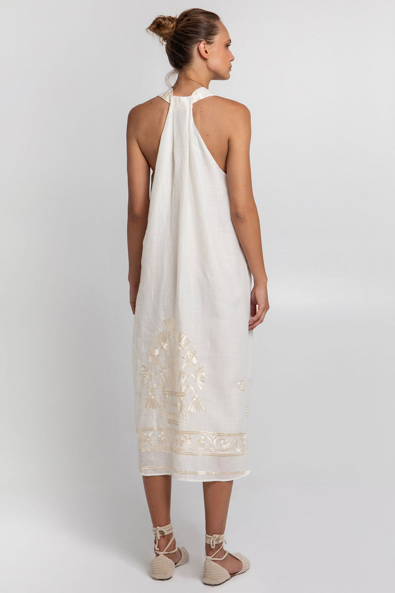DRESS MAXI CRETE SLEEVELESS - NATURAL/CHAMPAGNE