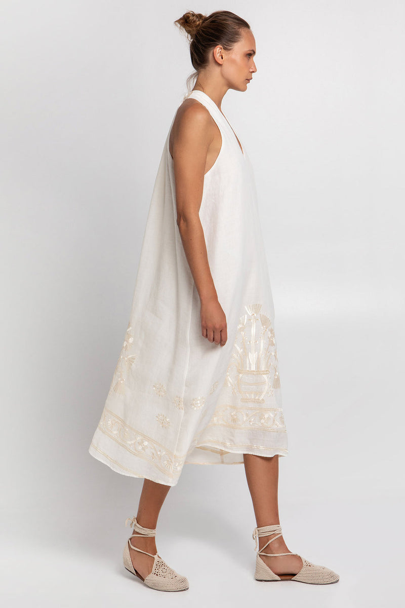 DRESS MAXI CRETE SLEEVELESS - NATURAL/CHAMPAGNE