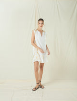 DRESS SHORT ROOTS SHORT OPEN BACK - WHITE/GOLD
