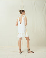 DRESS SHORT ROOTS SHORT OPEN BACK - WHITE/GOLD