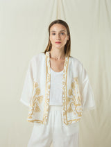KIMONO SHORT CRETE - WHITE/GOLD