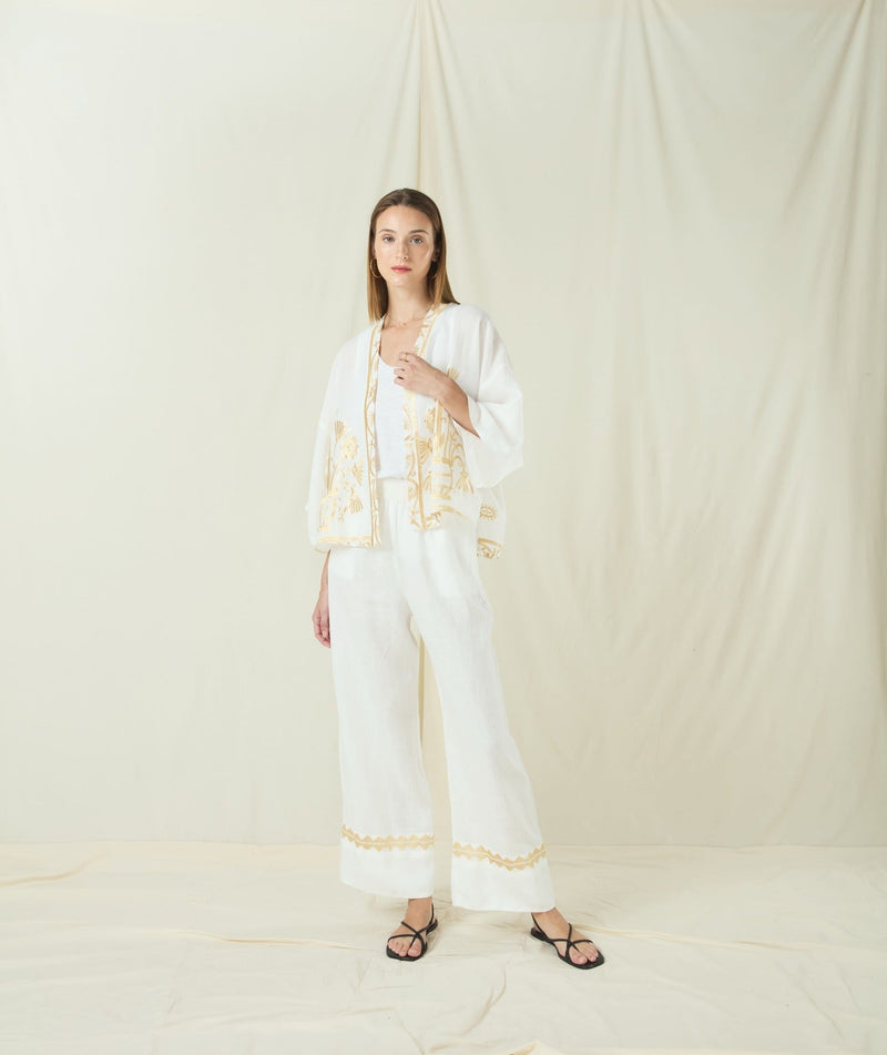 KIMONO SHORT CRETE - WHITE/GOLD