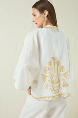 KIMONO SHORT CRETE - WHITE/GOLD