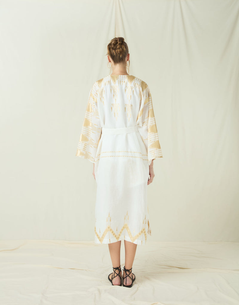 KIMONO LONG ROOTS BELT - WHITE/GOLD