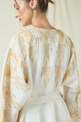 KIMONO LONG ROOTS BELT - WHITE/GOLD