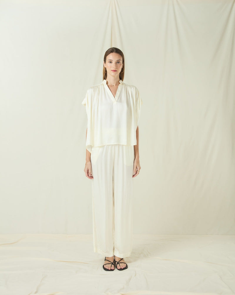 PANTS ELASTICATED WAIST DRAWSTRING - NATURAL