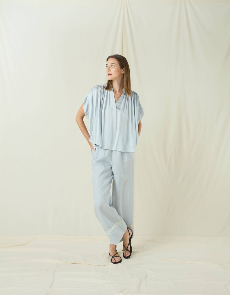 BLOUSE ROOTS - LIGHT GREY/CHAMPAGNE