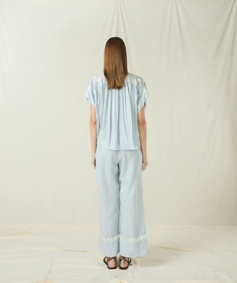 BLOUSE ROOTS - LIGHT GREY/CHAMPAGNE