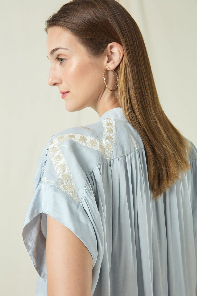 BLOUSE ROOTS - LIGHT GREY/CHAMPAGNE