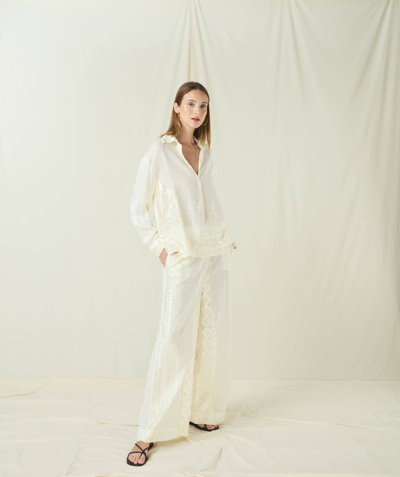 BLOUSE CRETE L/S - NATURAL/CHAMPAGNE