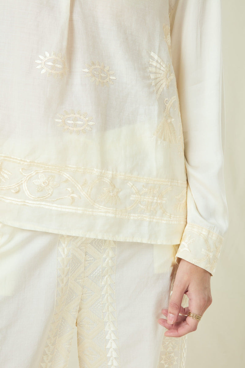 BLOUSE CRETE L/S - NATURAL/CHAMPAGNE