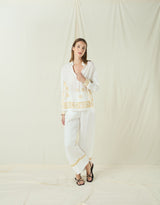 BLOUSE CRETE L/S - WHITE/GOLD