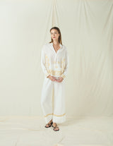 BLOUSE CRETE L/S - WHITE/GOLD