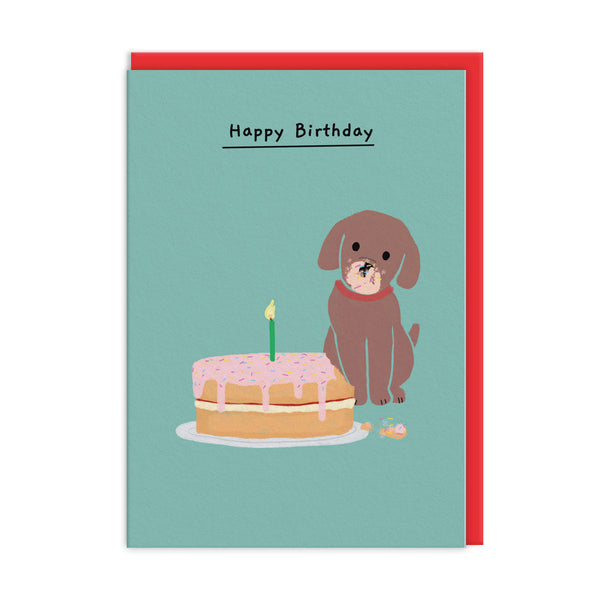 OOH DEER Pat The Pooch Cake Happy Birthday Card