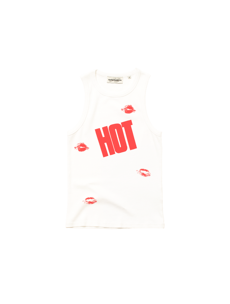 Kiss Me I'm Hot Tank Top : White