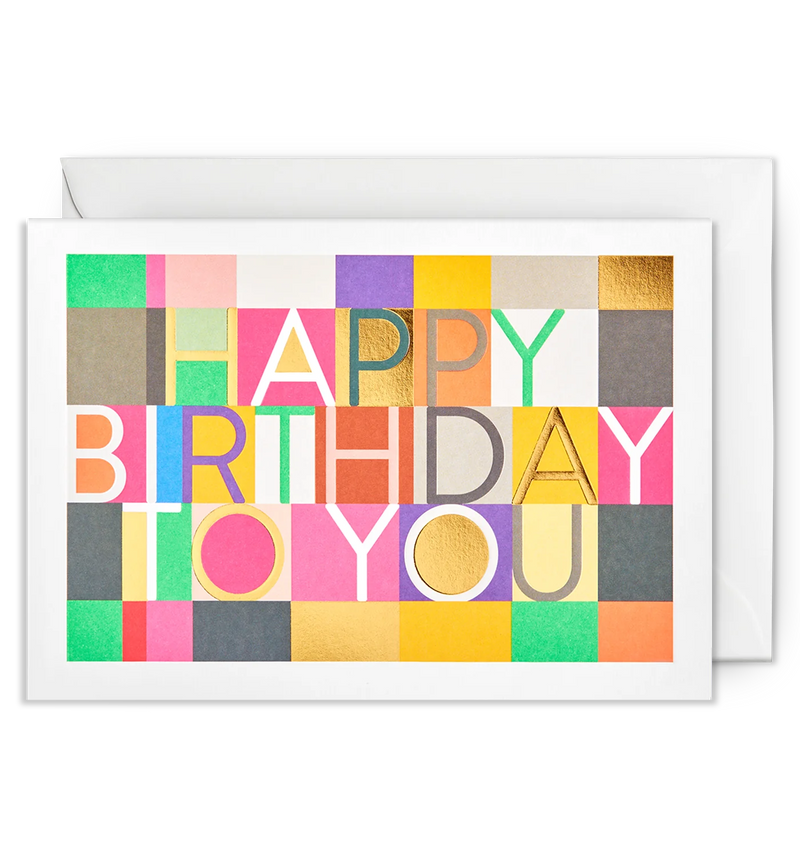 Lagom Design Happy Birthday To You Colourful Mosaic Tile