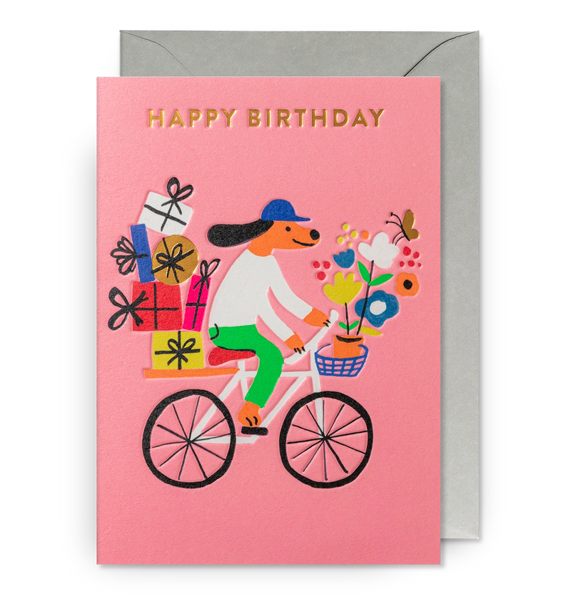 Lagom Design Happy Birthday Dog on Bike