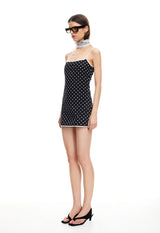 VOYAGE MINI DRESS - NOIR  POLKA