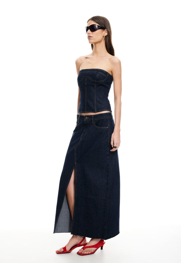 SWEETNESS STRAPLESS TOP - INDIGO