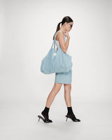 Large cotton denim tote bag stripedblue Vacation