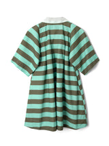 MAGGIE MINI POLO DRESS - AQUA OLIVE STRIPE