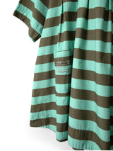 MAGGIE MINI POLO DRESS - AQUA OLIVE STRIPE