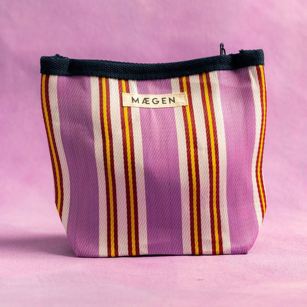 Maegen Pouch - Navy Binding - Pink Red Stripe