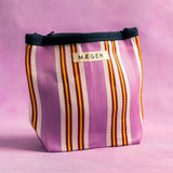 Maegen Pouch - Navy Binding - Pink Red Stripe