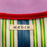 Maegen Pouch - Red Binding - Blue/Green Stripe