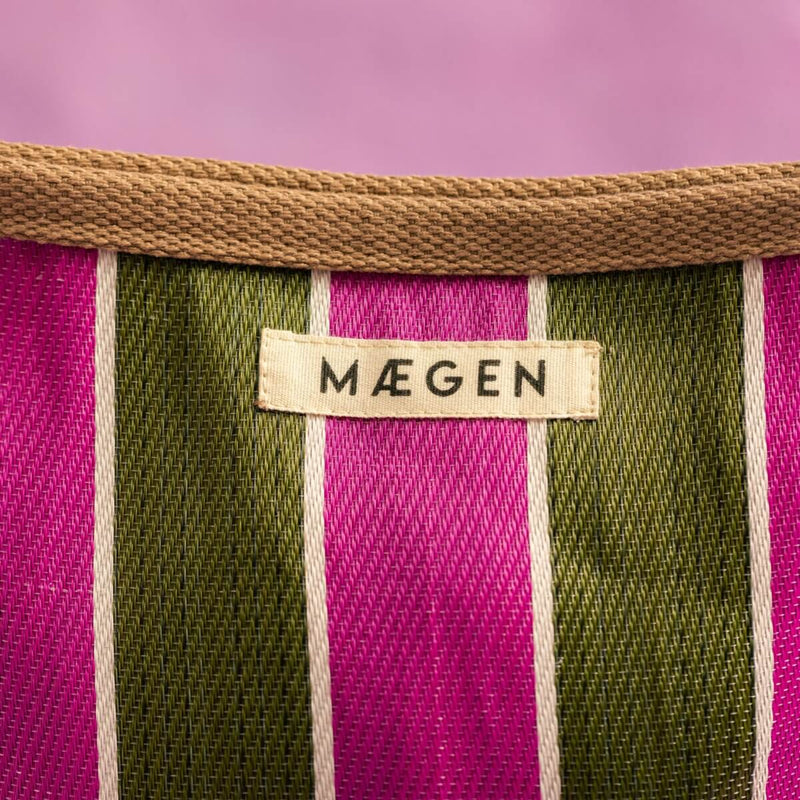 Maegen Pouch - Brown Binding - Olive/Pink Stripe
