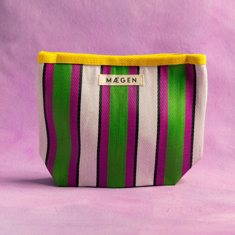Maegen Pouch - Yellow Binding - Pink/Green Stripe