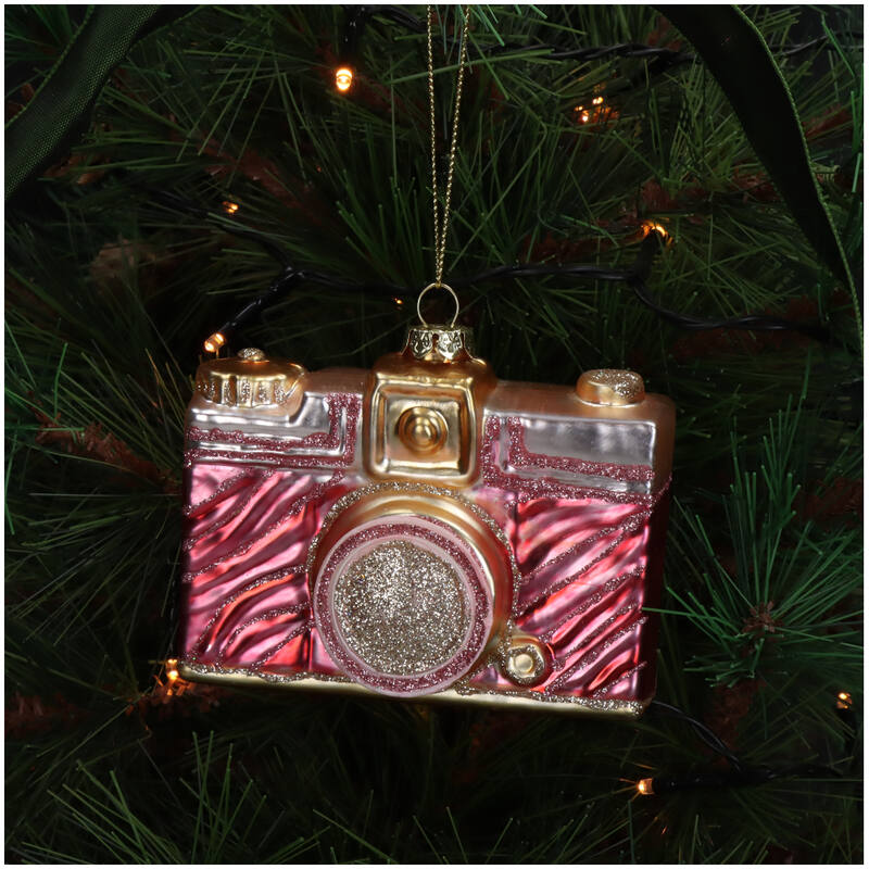 KERSTEN Ornament Camera Zebra Pink