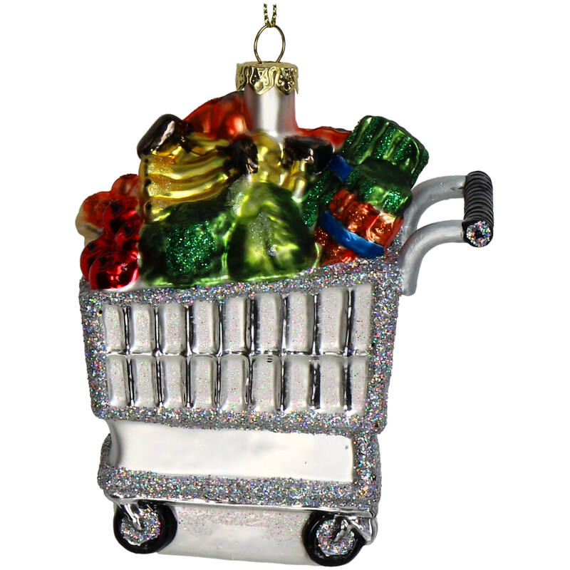 KERSTEN Ornament Shopping Cart Glass Silver