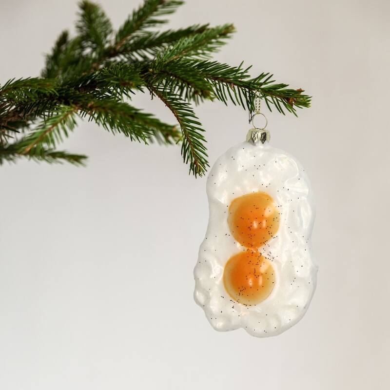 KERSTEN Ornament Eggs Sunny Side Glass White