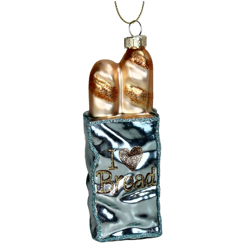 KERSTEN Ornament I Love Bread Glass Turquoise