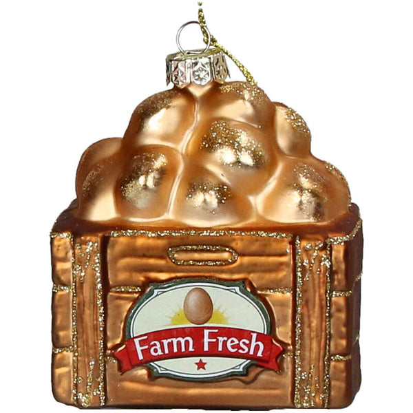 KERSTEN Ornament Eggs in Crate Glass Brown