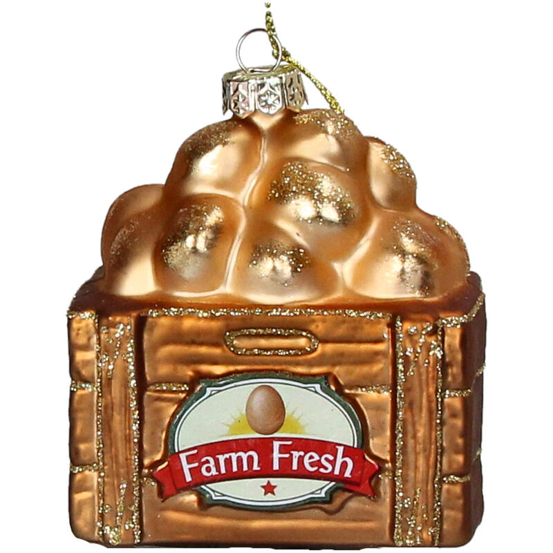 KERSTEN Ornament Eggs in Crate Glass Brown