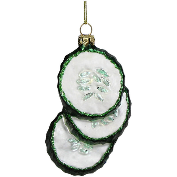KERSTEN Ornament Cucumber Slices Glass Green