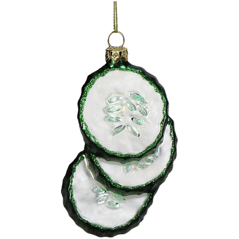 KERSTEN Ornament Cucumber Slices Glass Green