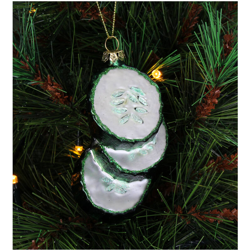 KERSTEN Ornament Cucumber Slices Glass Green