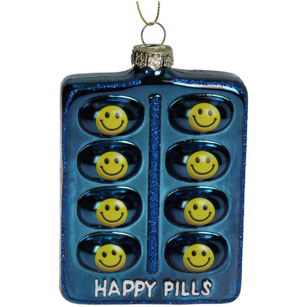 KERSTEN Ornament Happy Pills Glass Blue