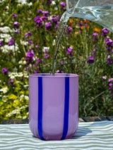 Maegen Atina Stripe Drinking Glass - Navy/Lilac